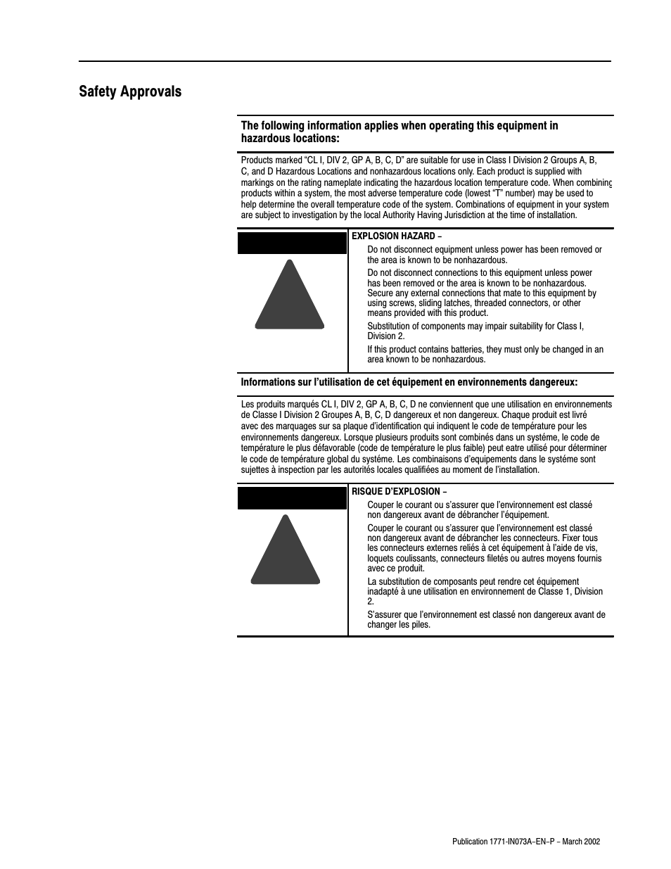 Safety approvals | Rockwell Automation 1771-P3_P4_P5_P5E Power Supply Modules Installation Instructions User Manual | Page 17 / 20