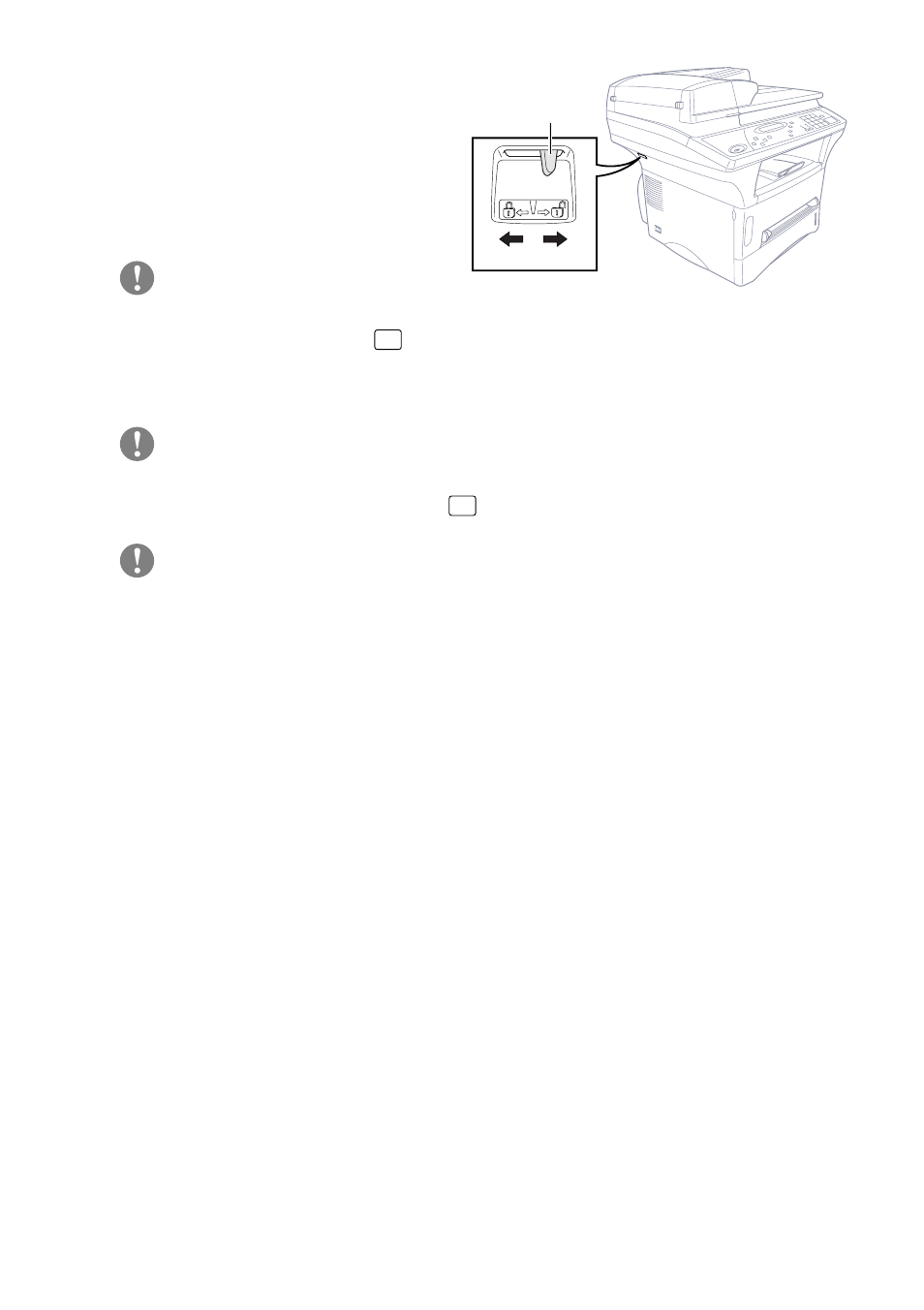 Multi-purpose paper cassette, Two-sided printing (manual duplex), Release the scanner lock | Caution | Brother DCP1200 User Manual | Page 23 / 143
