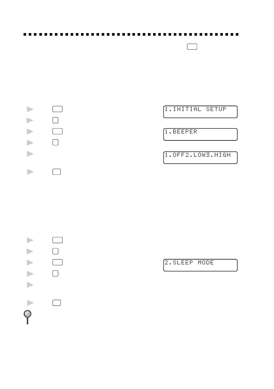 Helpful hints for windows® 3.1x or windows® 95/98, Print operations from the control panel, Printing the internal font | Printing a configuration list, Initial setup, Setting the beeper volume, Setting the sleep mode | Brother DCP1200 User Manual | Page 28 / 143