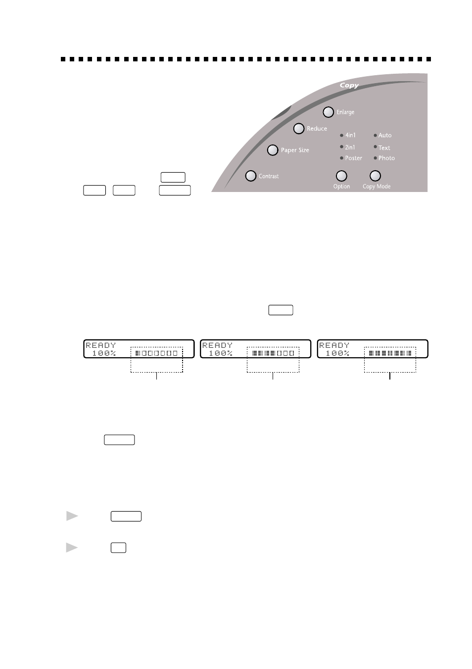 Console configuration category, Using the printer status monitor program, Copy settings | Copy contrast (temporary setting), Paper size | Brother DCP1200 User Manual | Page 35 / 143