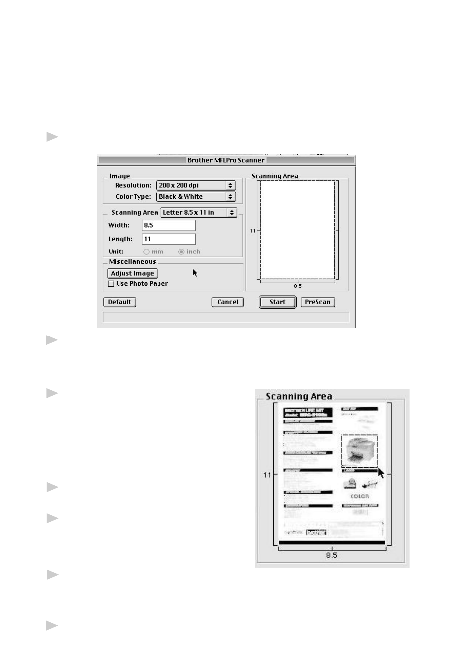 How to use prescan to adjust an image | Brother DCP1200 User Manual | Page 90 / 143