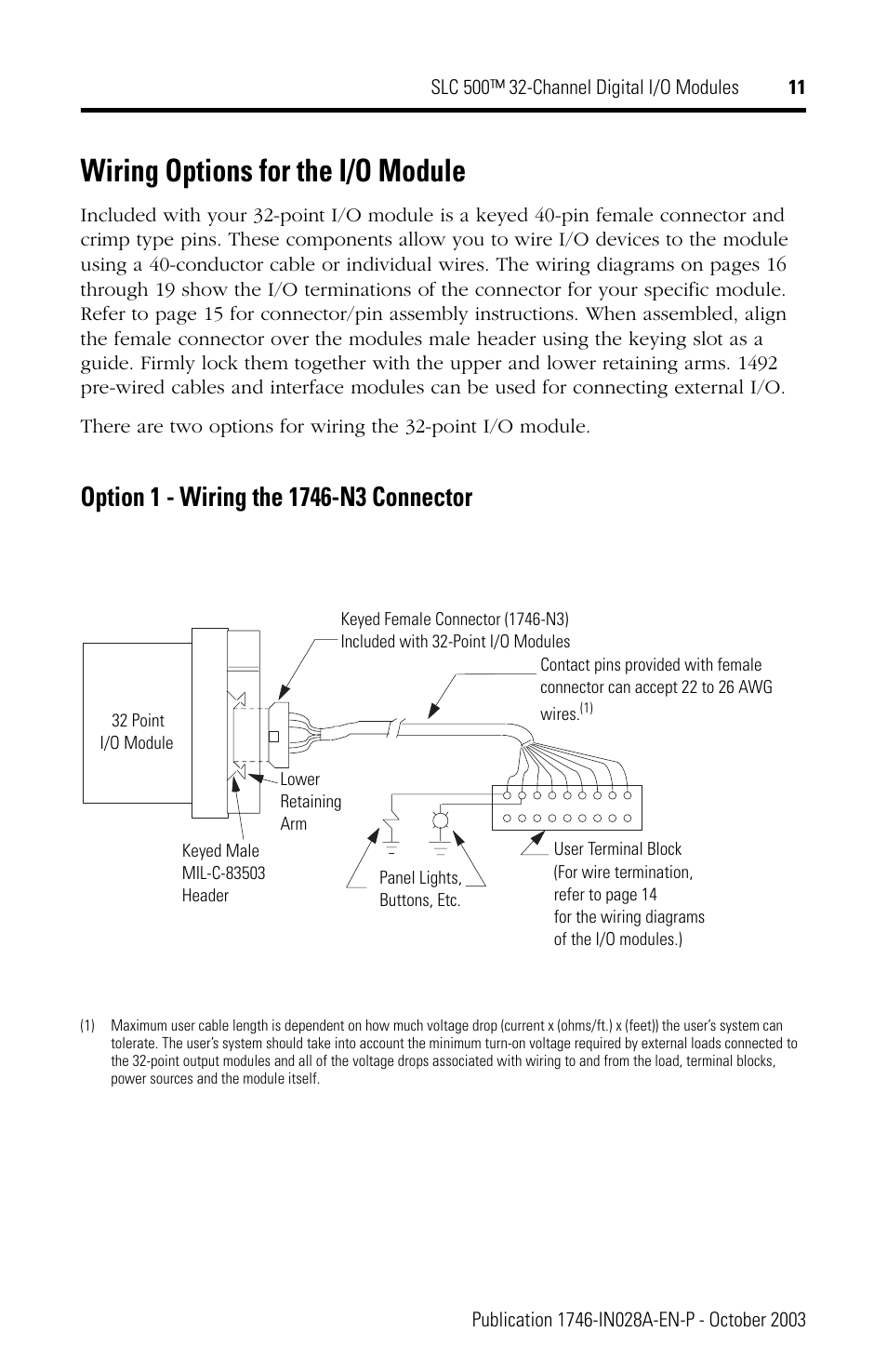 Wiring options for the i/o module | Rockwell Automation 1746-XXXX SLC 500 32-Channel Digital I/O Modules Installation Instructions User Manual | Page 11 / 20