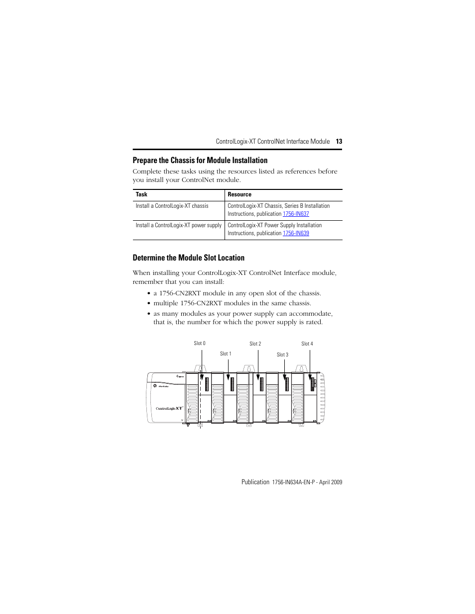 Prepare the chassis for module installation, Determine the module slot location | Rockwell Automation 1756-CN2RXT ControlLogix-XT ControlNet Interface Module, Series B Installation Instructions User Manual | Page 13 / 36