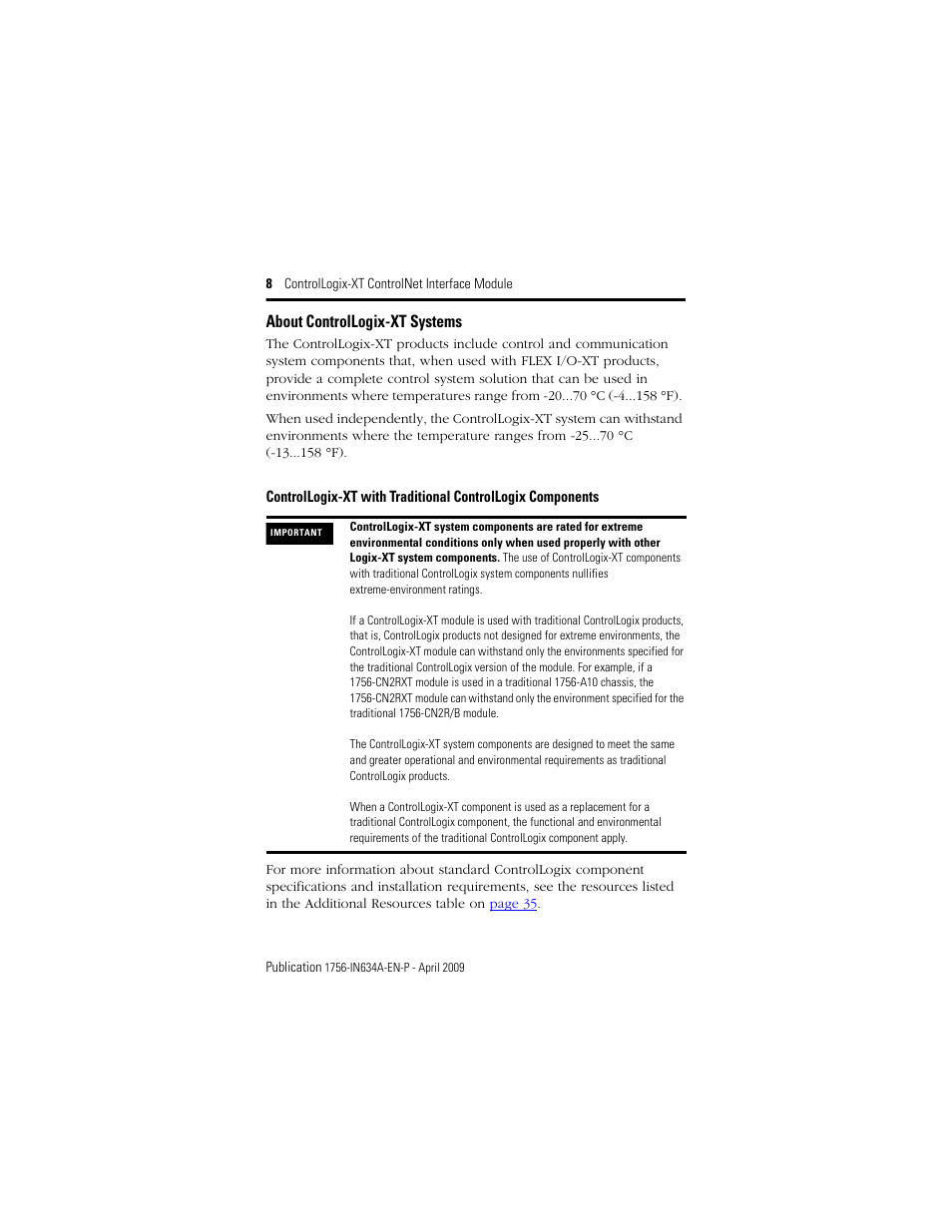 About controllogix-xt systems | Rockwell Automation 1756-CN2RXT ControlLogix-XT ControlNet Interface Module, Series B Installation Instructions User Manual | Page 8 / 36