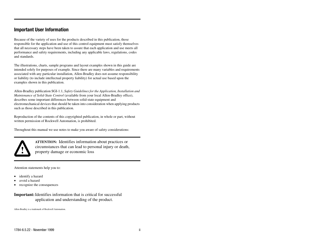 Important user information | Rockwell Automation 1784-KTS_KTX_KTXD User Manual Communication Interface Card User Manual | Page 2 / 96