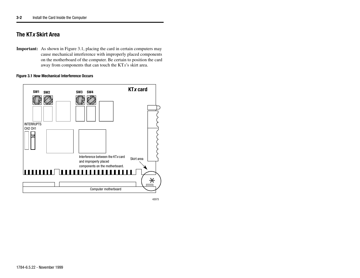 The ktx skirt area, The ktx skirt area -2, The kt x skirt area | Kt x card | Rockwell Automation 1784-KTS_KTX_KTXD User Manual Communication Interface Card User Manual | Page 30 / 96