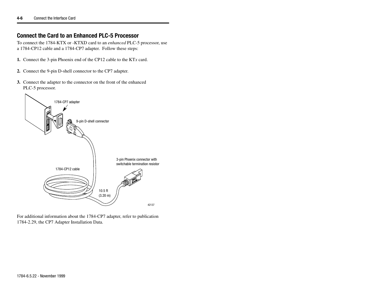 Connect the card to an enhanced plc-5 processor, Connect the card to an enhanced plc-5 processor -6 | Rockwell Automation 1784-KTS_KTX_KTXD User Manual Communication Interface Card User Manual | Page 40 / 96