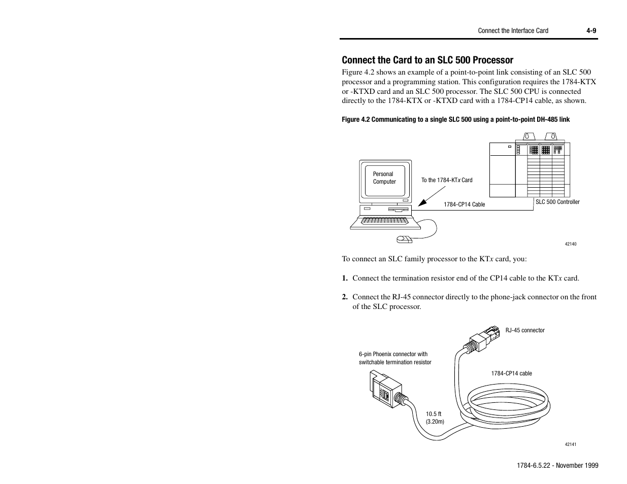 Connect the card to an slc 500 processor, Connect the card to an slc 500 processor -9, Age 4-9) | Figure 4.2 | Rockwell Automation 1784-KTS_KTX_KTXD User Manual Communication Interface Card User Manual | Page 43 / 96