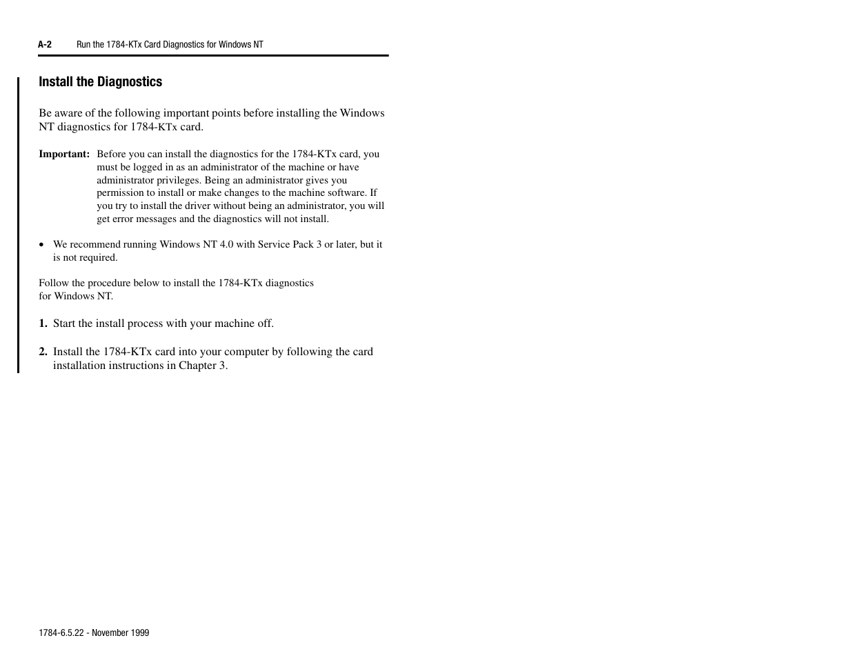 Install the diagnostics | Rockwell Automation 1784-KTS_KTX_KTXD User Manual Communication Interface Card User Manual | Page 46 / 96