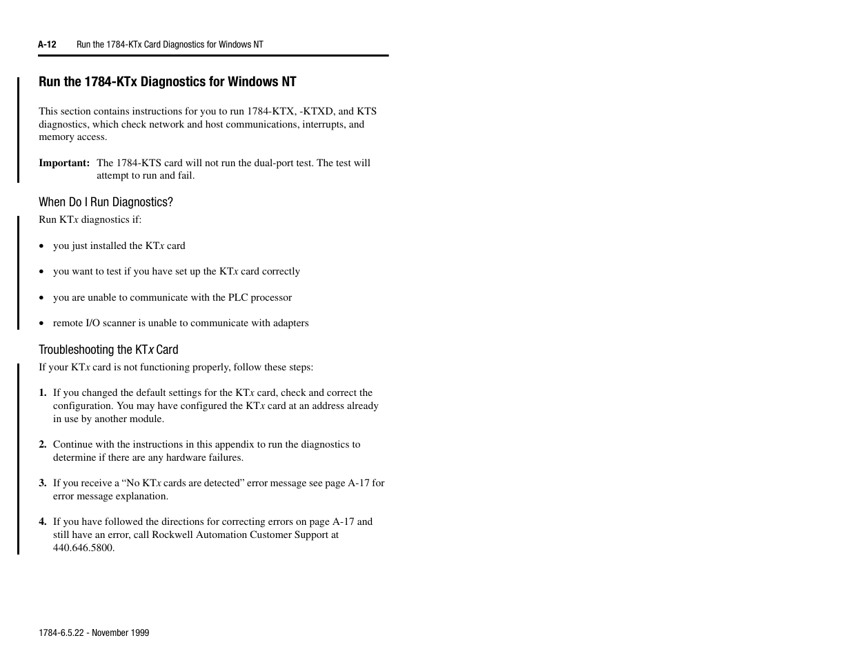 Run the 1784-ktx diagnostics for windows nt | Rockwell Automation 1784-KTS_KTX_KTXD User Manual Communication Interface Card User Manual | Page 56 / 96