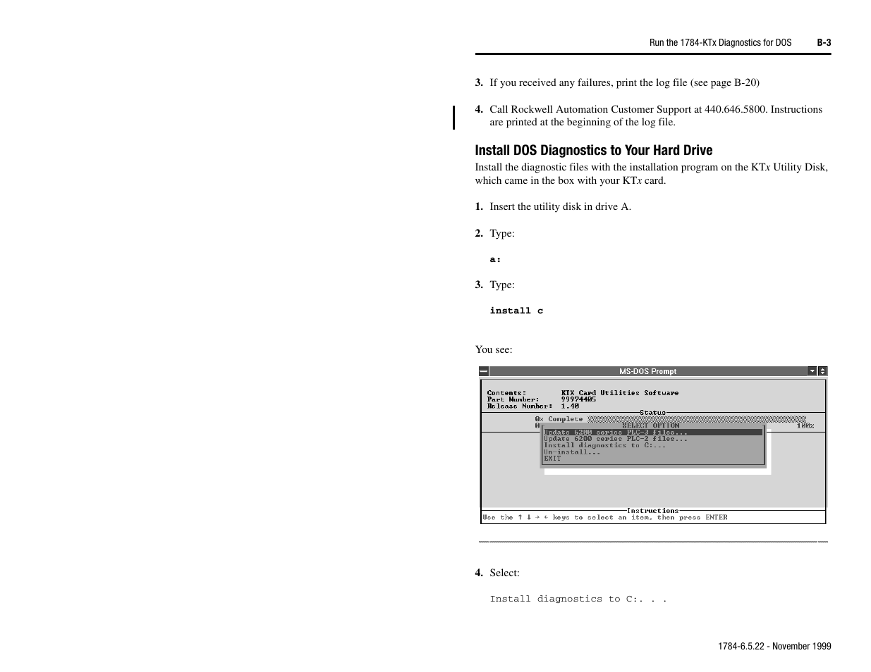 Install dos diagnostics to your hard drive | Rockwell Automation 1784-KTS_KTX_KTXD User Manual Communication Interface Card User Manual | Page 67 / 96