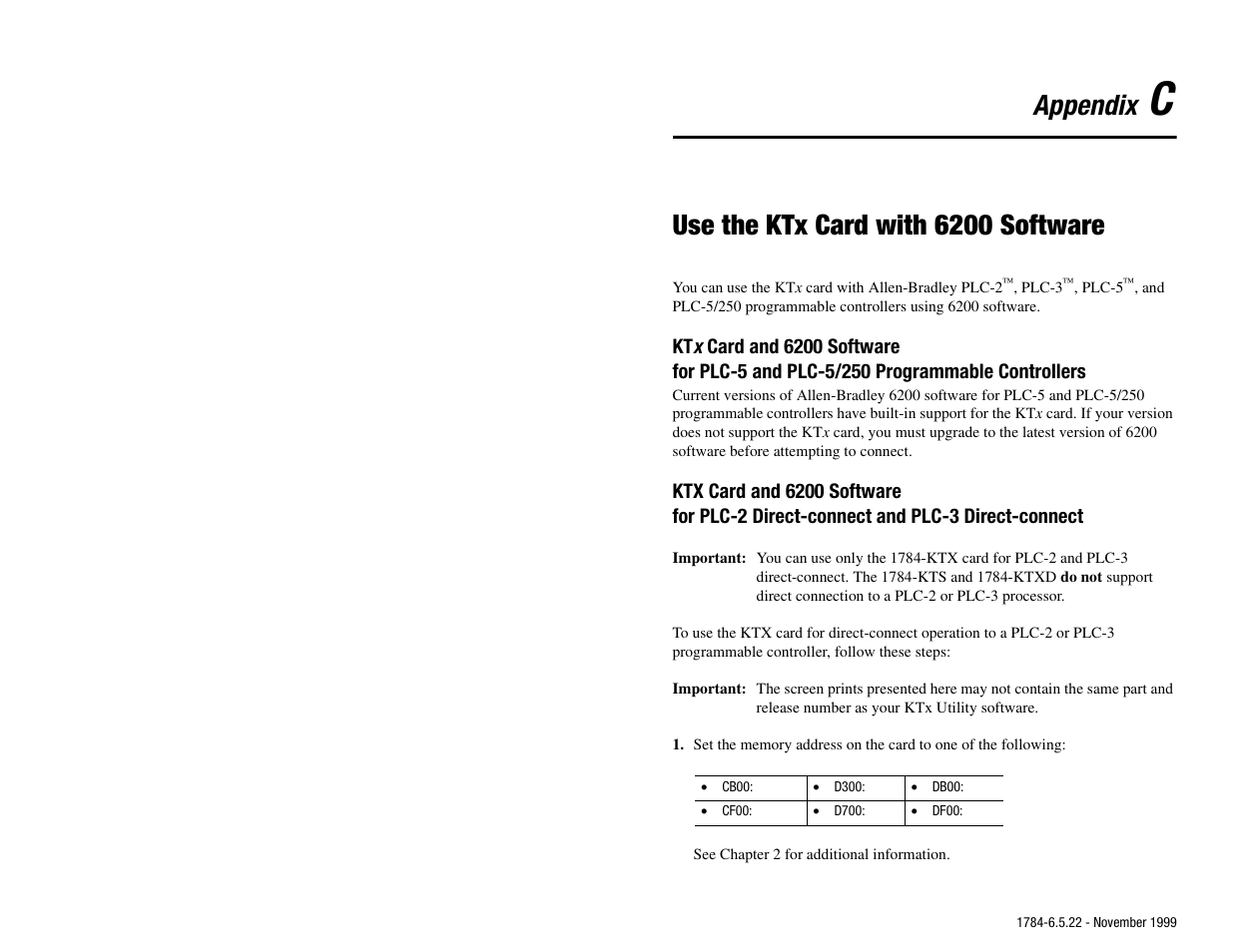 C - use the ktx card with 6200 software, Appendix c use the ktx card with 6200 software, Appendix | Use the ktx card with 6200 software | Rockwell Automation 1784-KTS_KTX_KTXD User Manual Communication Interface Card User Manual | Page 85 / 96