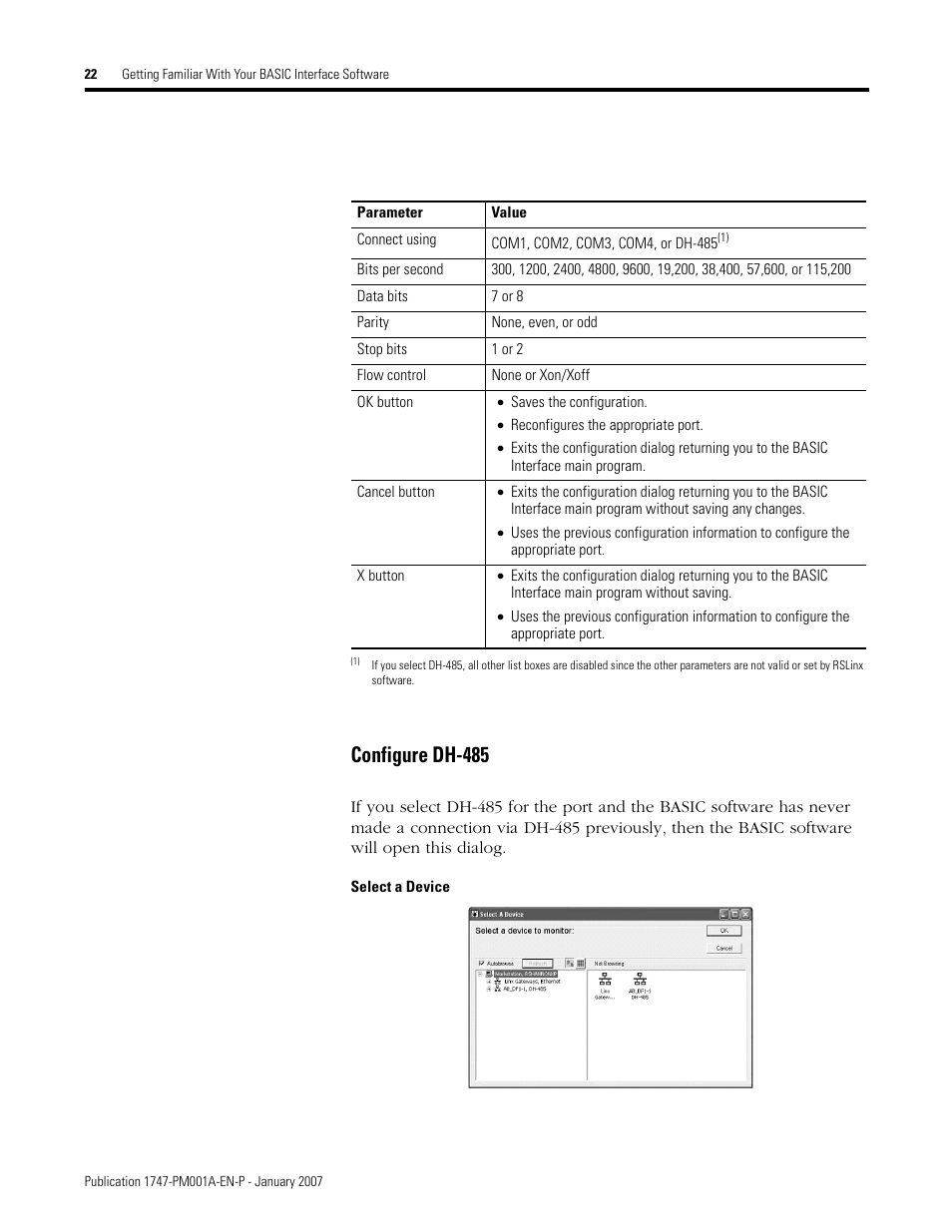 Configure dh-485 | Rockwell Automation 1747-WINBAS Software Programming Manual User Manual | Page 24 / 40