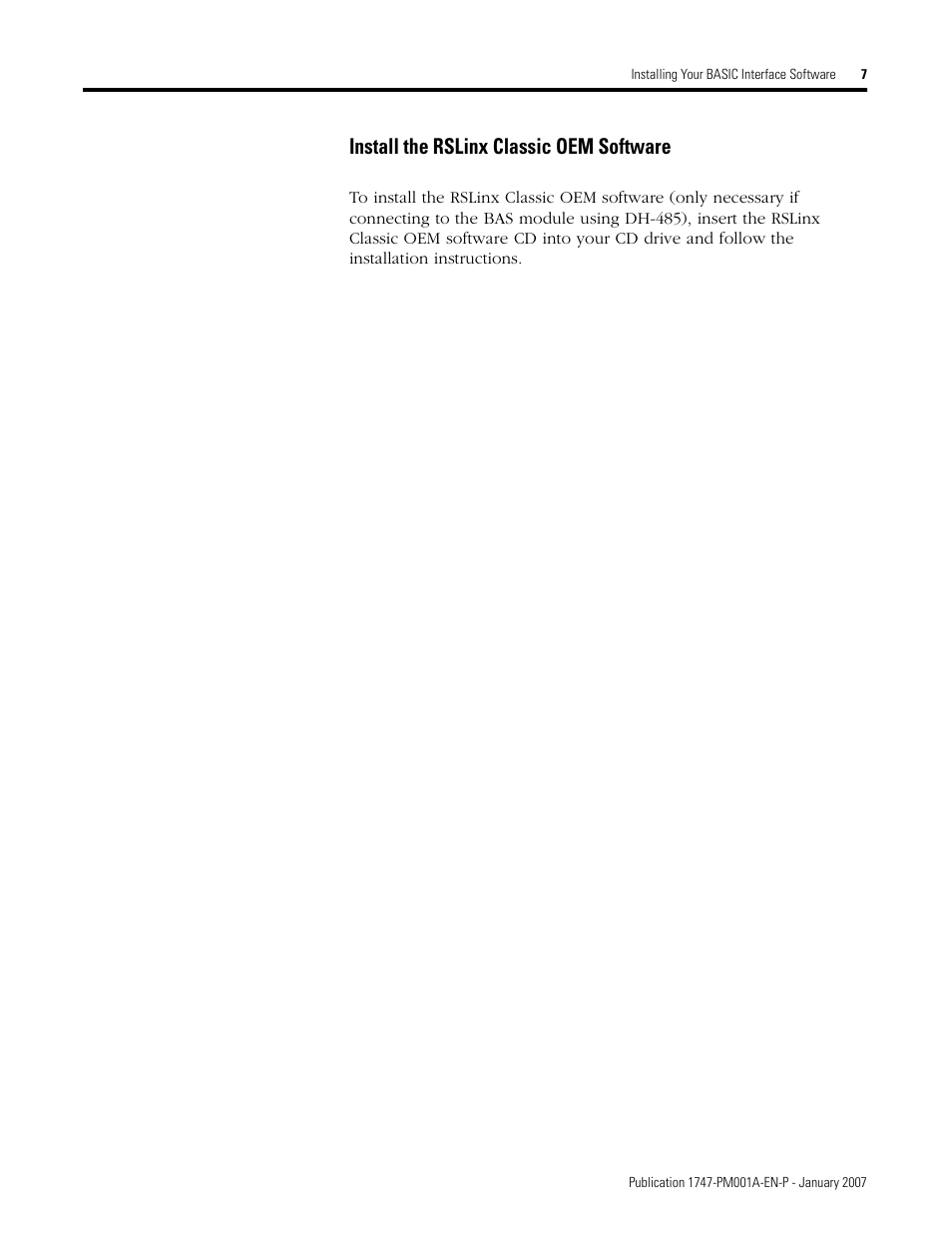 Install the rslinx classic oem software | Rockwell Automation 1747-WINBAS Software Programming Manual User Manual | Page 9 / 40