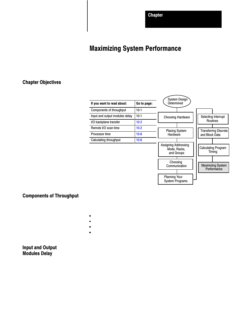 1785-6.2.1, 10 - maximizing system performance, 10ć1, Maximizing system performance | Rockwell Automation 1785-LTx,D17856.2.1 Classic PLC-5 Programmable Controllers Users Manual User Manual | Page 133 / 186
