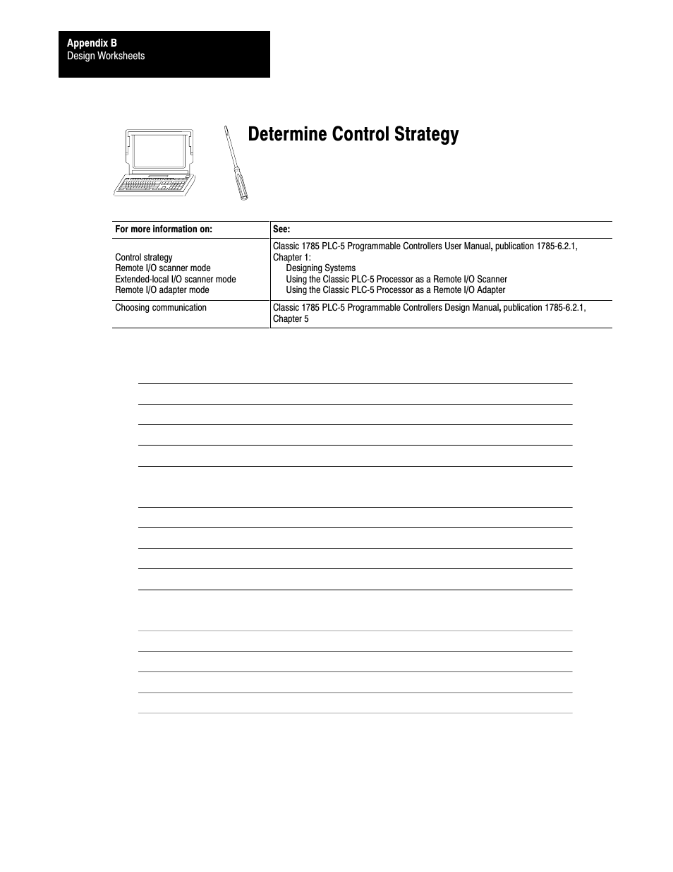 Determine control strategy | Rockwell Automation 1785-LTx,D17856.2.1 Classic PLC-5 Programmable Controllers Users Manual User Manual | Page 154 / 186