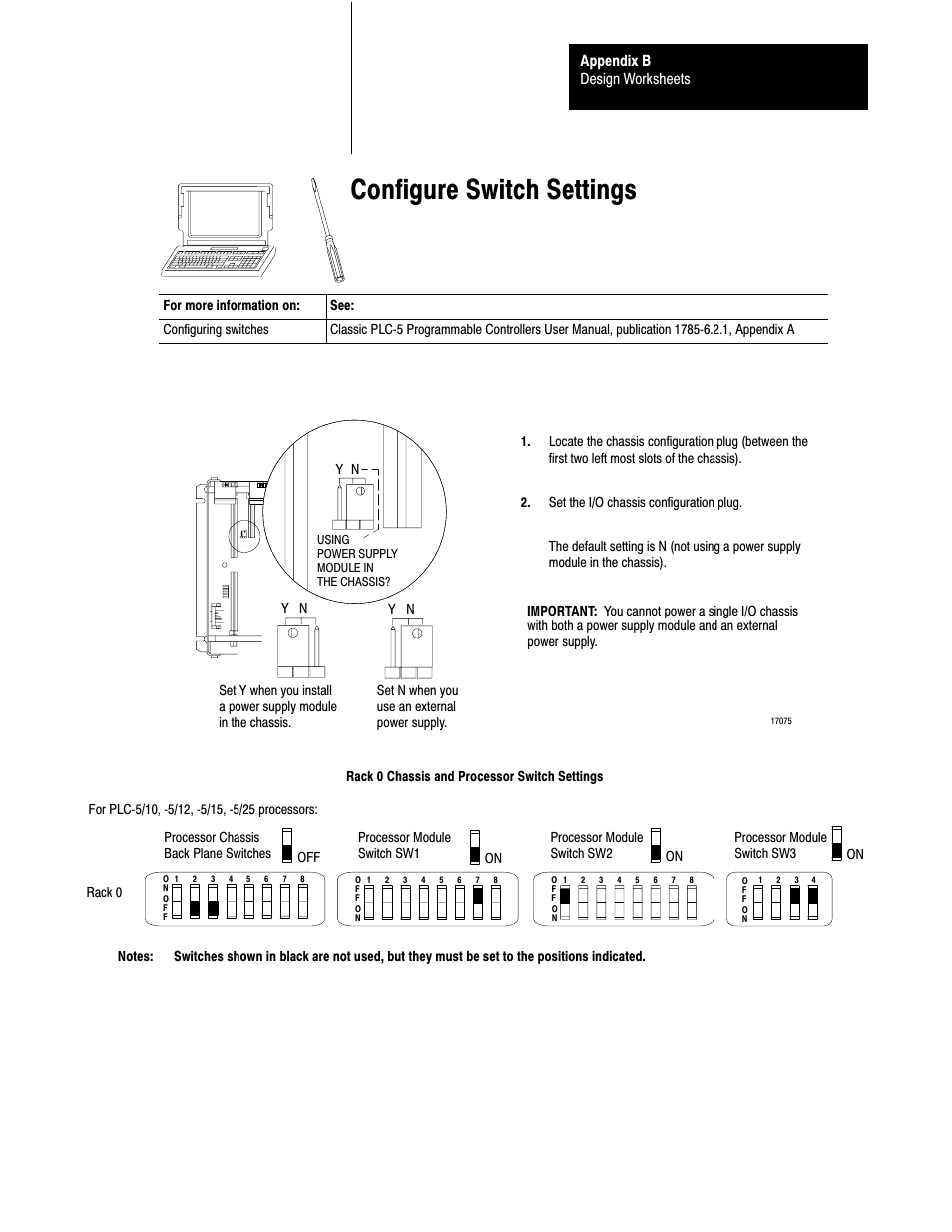 Bć15, Configure switch settings | Rockwell Automation 1785-LTx,D17856.2.1 Classic PLC-5 Programmable Controllers Users Manual User Manual | Page 165 / 186