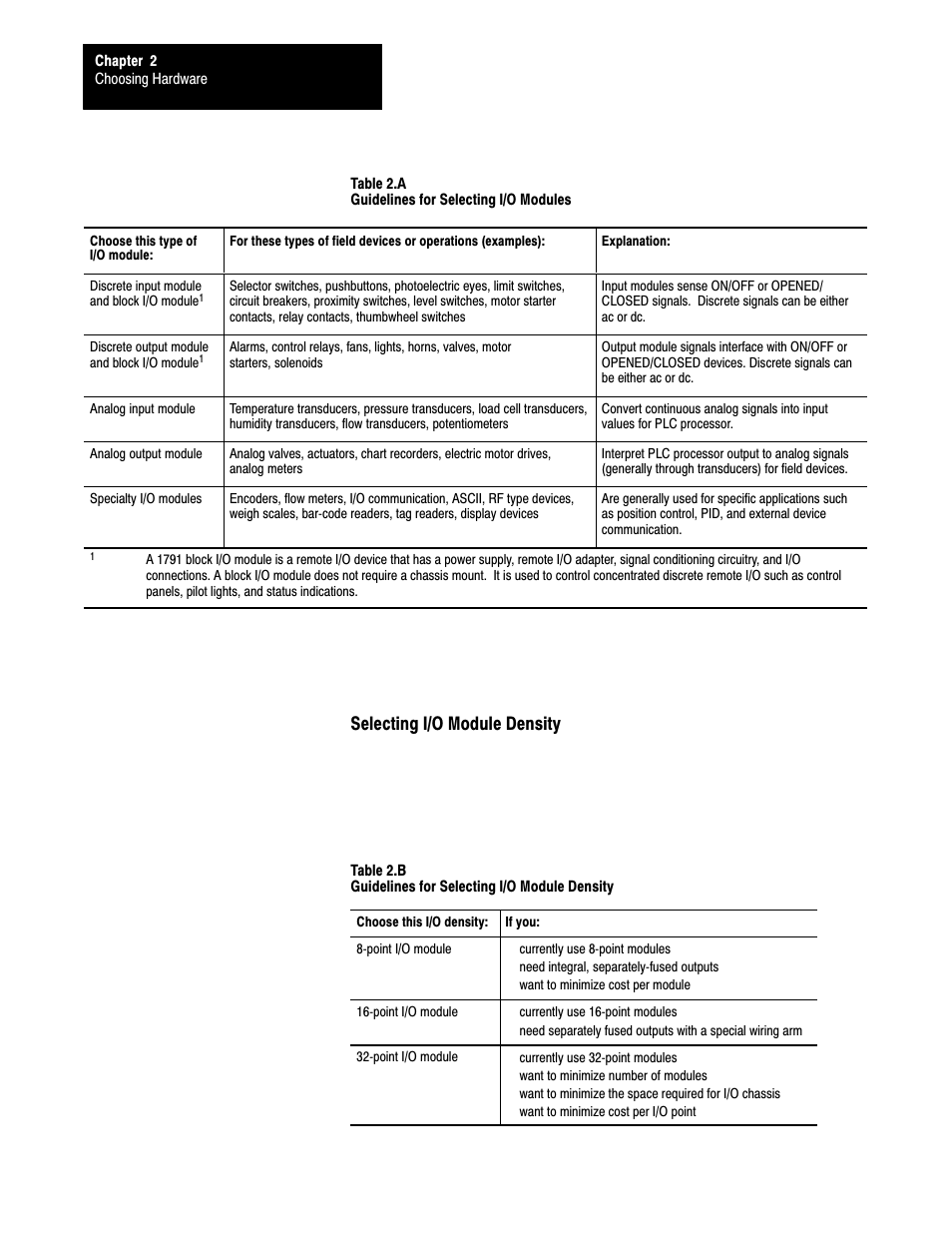 Selecting i/o module density | Rockwell Automation 1785-LTx,D17856.2.1 Classic PLC-5 Programmable Controllers Users Manual User Manual | Page 21 / 186