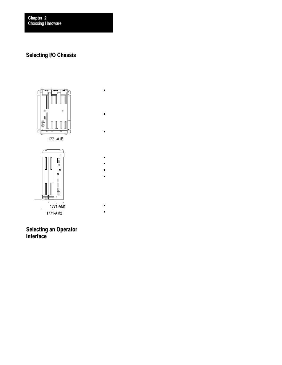 Selecting i/o chassis, Selecting an operator interface | Rockwell Automation 1785-LTx,D17856.2.1 Classic PLC-5 Programmable Controllers Users Manual User Manual | Page 25 / 186