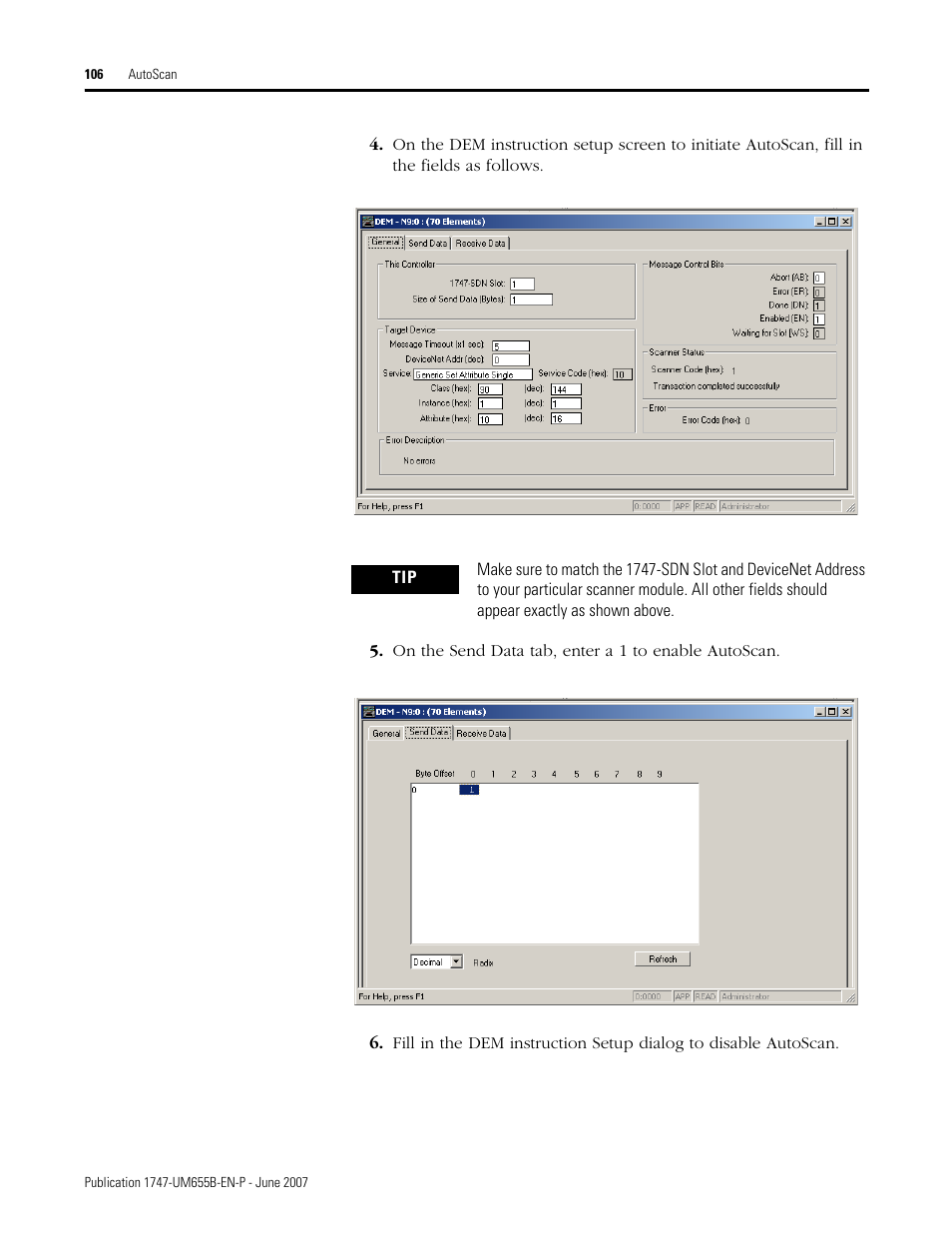 Rockwell Automation 1747-SDN SLC 500 DeviceNet Scanner Module User Manual User Manual | Page 106 / 160