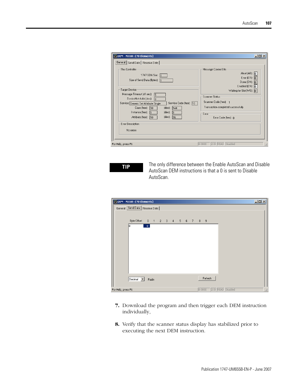 Rockwell Automation 1747-SDN SLC 500 DeviceNet Scanner Module User Manual User Manual | Page 107 / 160