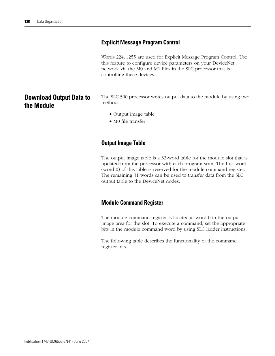 Download output data to the module | Rockwell Automation 1747-SDN SLC 500 DeviceNet Scanner Module User Manual User Manual | Page 138 / 160