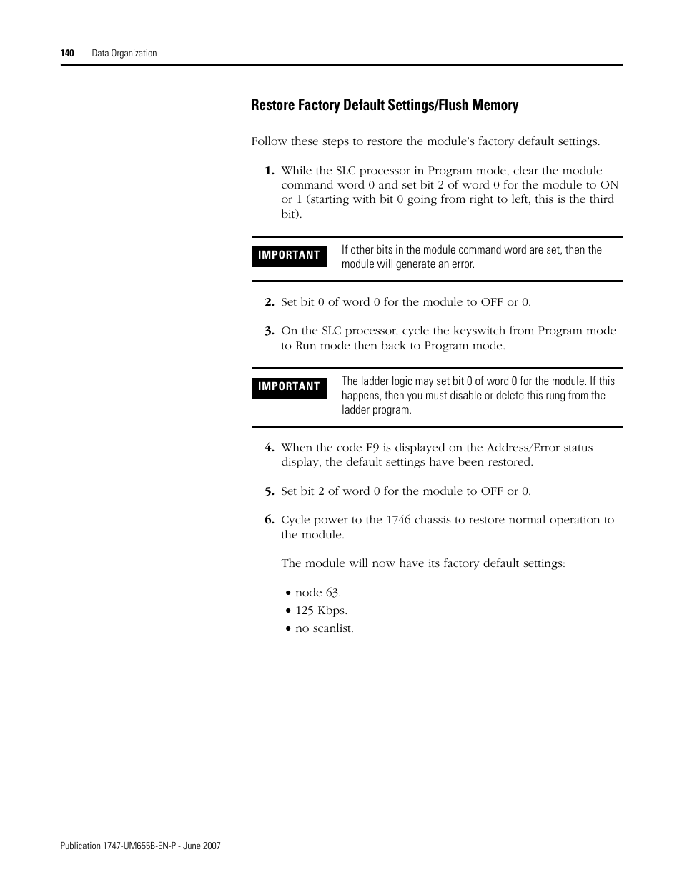 Rockwell Automation 1747-SDN SLC 500 DeviceNet Scanner Module User Manual User Manual | Page 140 / 160