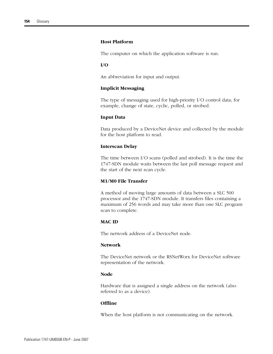 Rockwell Automation 1747-SDN SLC 500 DeviceNet Scanner Module User Manual User Manual | Page 154 / 160