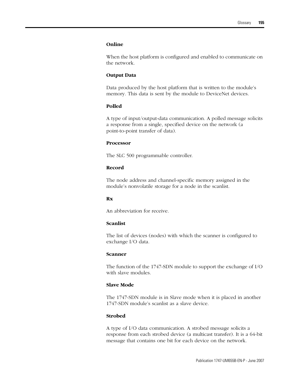 Rockwell Automation 1747-SDN SLC 500 DeviceNet Scanner Module User Manual User Manual | Page 155 / 160
