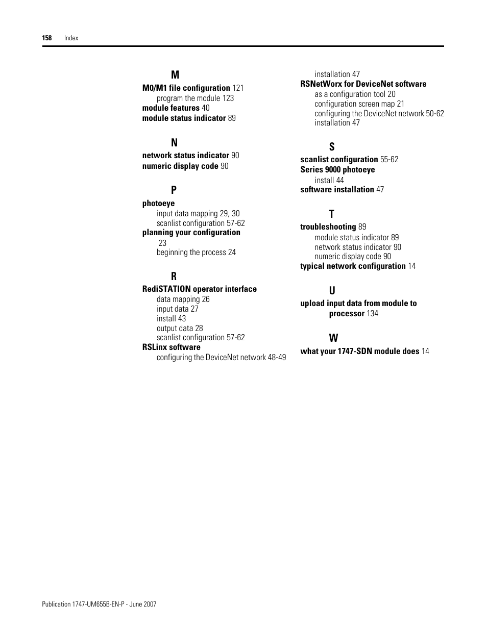 Rockwell Automation 1747-SDN SLC 500 DeviceNet Scanner Module User Manual User Manual | Page 158 / 160