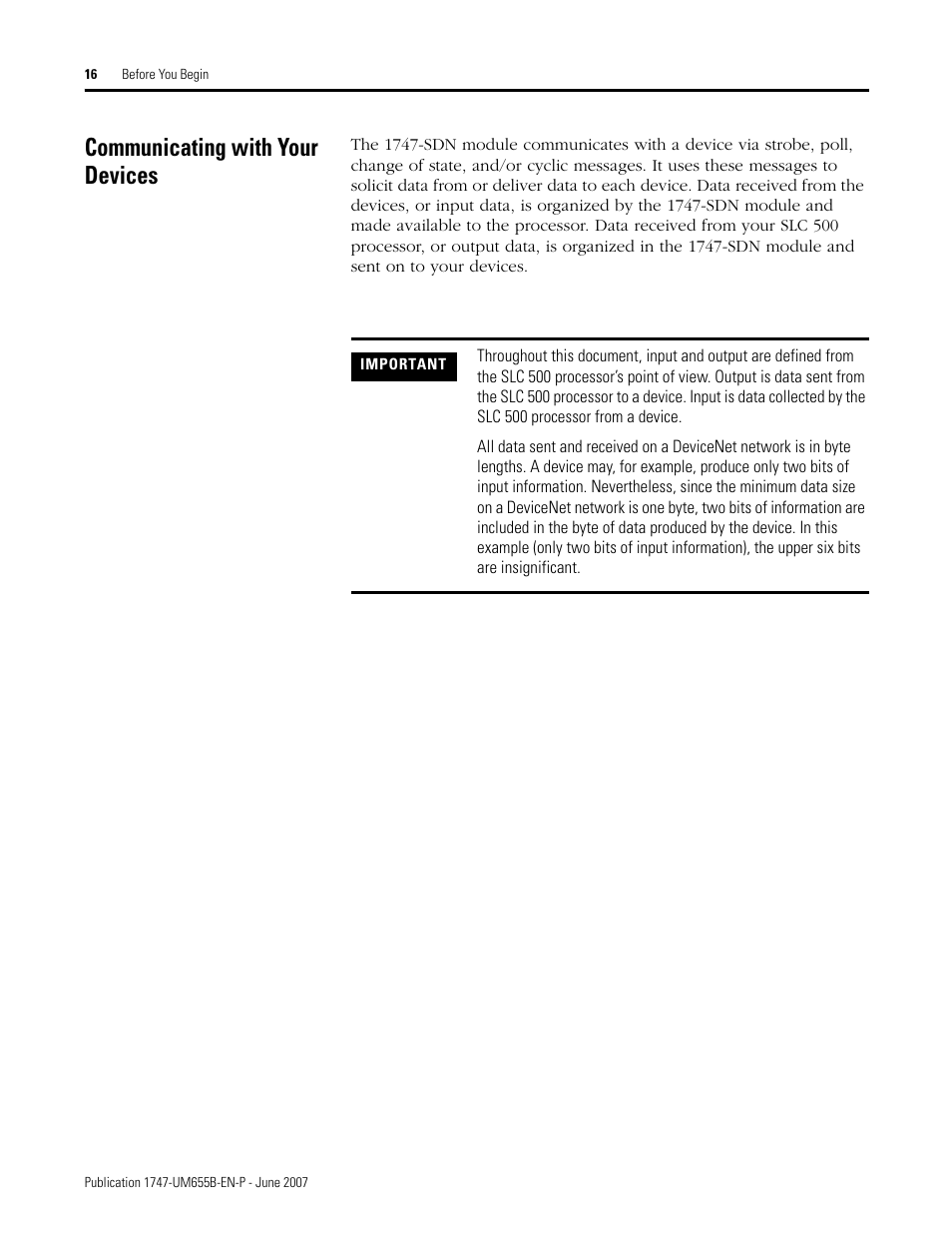Communicating with your devices | Rockwell Automation 1747-SDN SLC 500 DeviceNet Scanner Module User Manual User Manual | Page 16 / 160