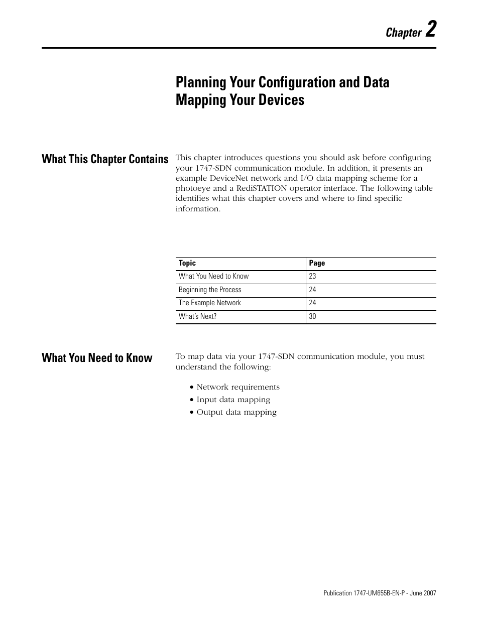 What this chapter contains, What you need to know, Chapter 2 | What this chapter contains what you need to know, S 2 an, Chapter | Rockwell Automation 1747-SDN SLC 500 DeviceNet Scanner Module User Manual User Manual | Page 23 / 160