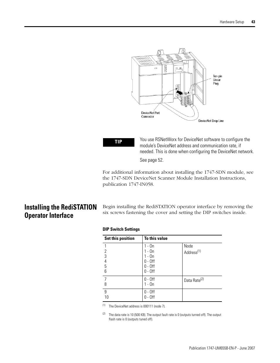 Installing the redistation operator interface | Rockwell Automation 1747-SDN SLC 500 DeviceNet Scanner Module User Manual User Manual | Page 43 / 160