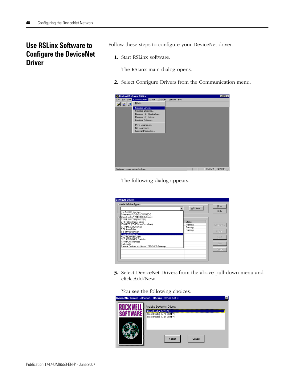 Rockwell Automation 1747-SDN SLC 500 DeviceNet Scanner Module User Manual User Manual | Page 48 / 160
