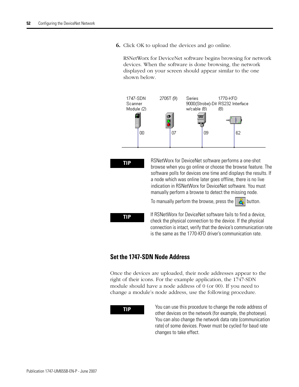 Set the 1747-sdn node address | Rockwell Automation 1747-SDN SLC 500 DeviceNet Scanner Module User Manual User Manual | Page 52 / 160