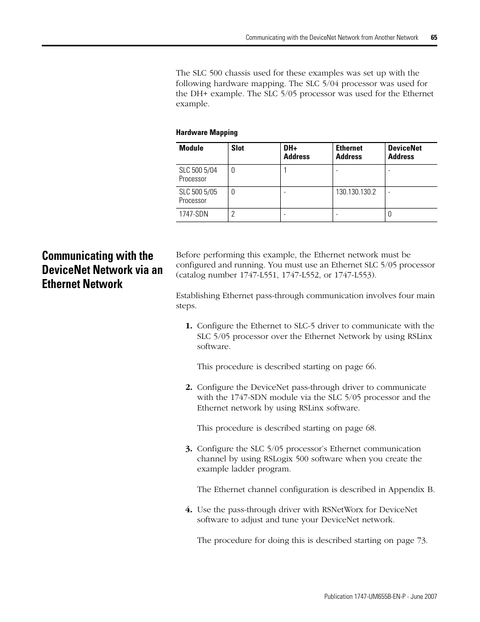 Communicating with the devicenet network via | Rockwell Automation 1747-SDN SLC 500 DeviceNet Scanner Module User Manual User Manual | Page 65 / 160