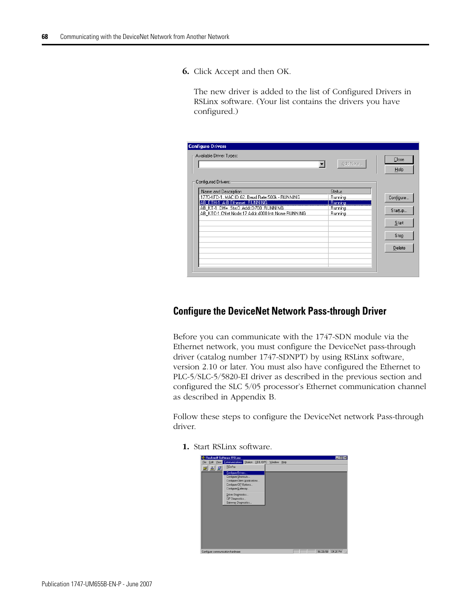 Rockwell Automation 1747-SDN SLC 500 DeviceNet Scanner Module User Manual User Manual | Page 68 / 160