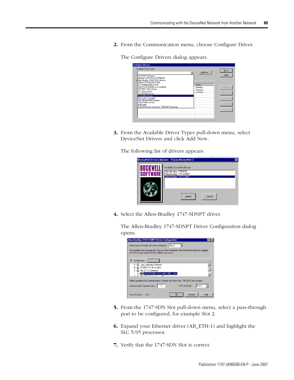 Rockwell Automation 1747-SDN SLC 500 DeviceNet Scanner Module User Manual User Manual | Page 69 / 160
