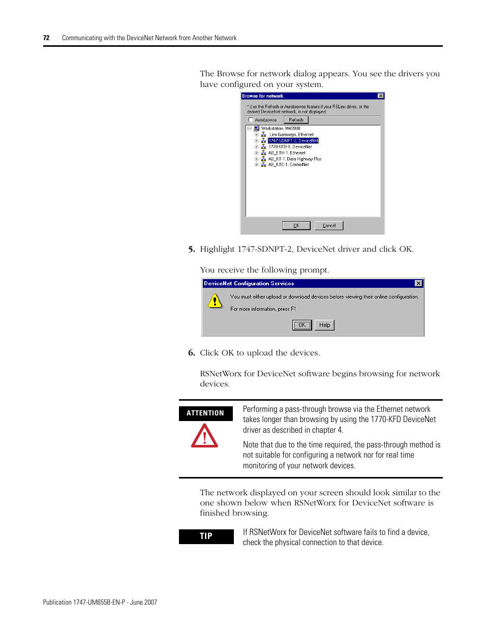 Rockwell Automation 1747-SDN SLC 500 DeviceNet Scanner Module User Manual User Manual | Page 72 / 160