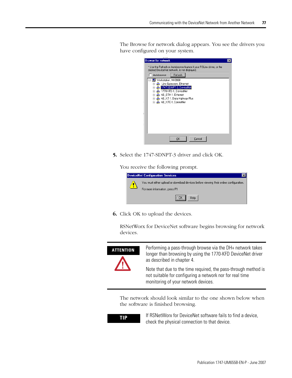 Rockwell Automation 1747-SDN SLC 500 DeviceNet Scanner Module User Manual User Manual | Page 77 / 160