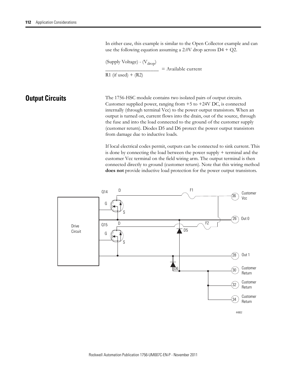 Output circuits | Rockwell Automation 1756-HSC ControlLogix High Speed Counter Module User Manual | Page 112 / 128