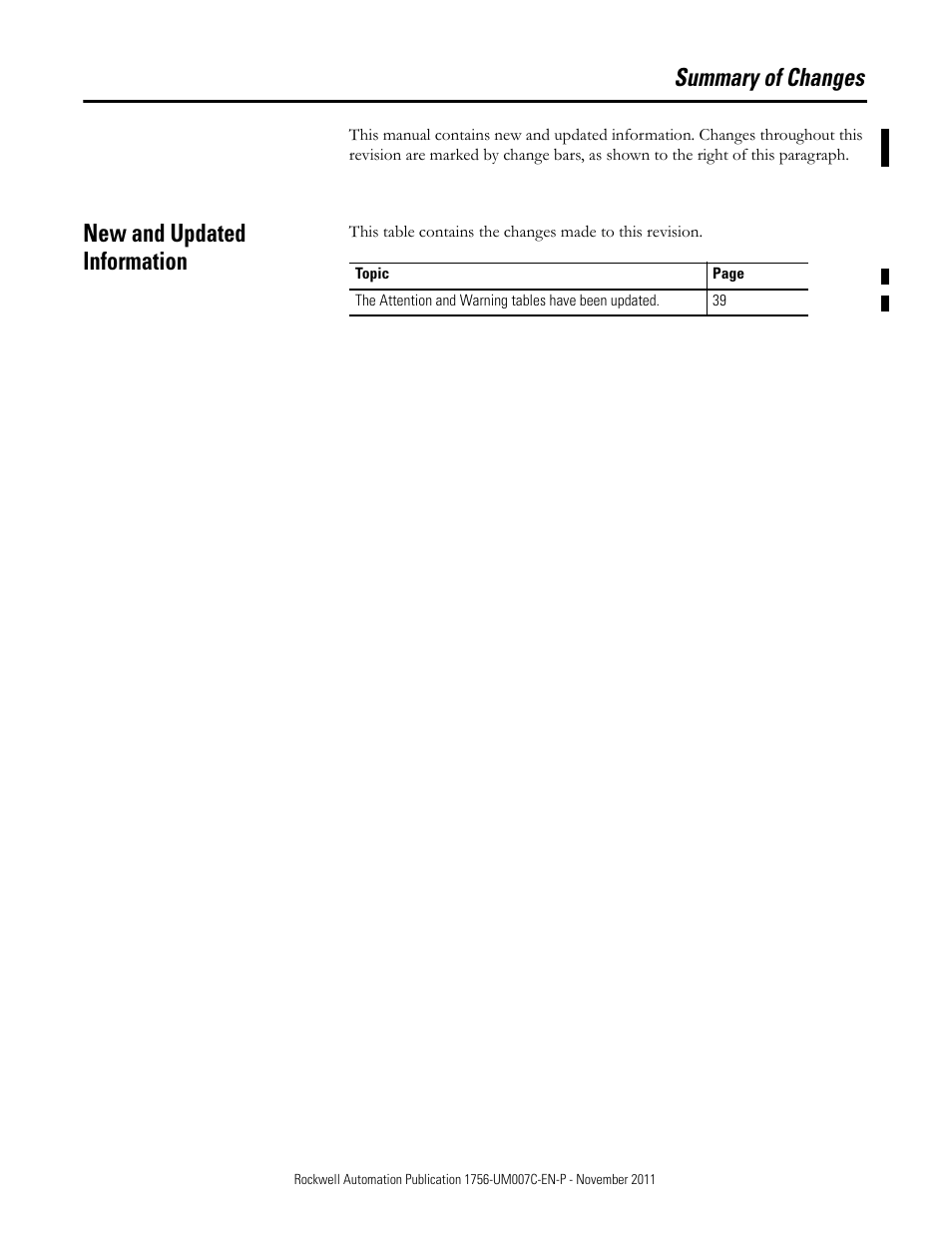 Summary of changes, New and updated information | Rockwell Automation 1756-HSC ControlLogix High Speed Counter Module User Manual | Page 3 / 128