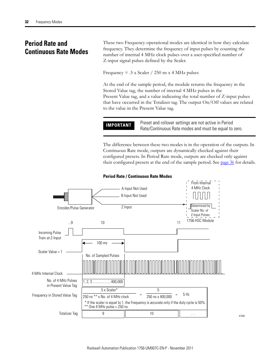 Period rate and continuous rate modes | Rockwell Automation 1756-HSC ControlLogix High Speed Counter Module User Manual | Page 32 / 128