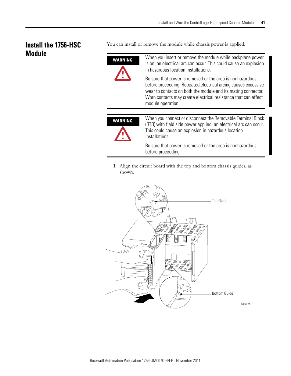 Install the 1756-hsc module | Rockwell Automation 1756-HSC ControlLogix High Speed Counter Module User Manual | Page 41 / 128