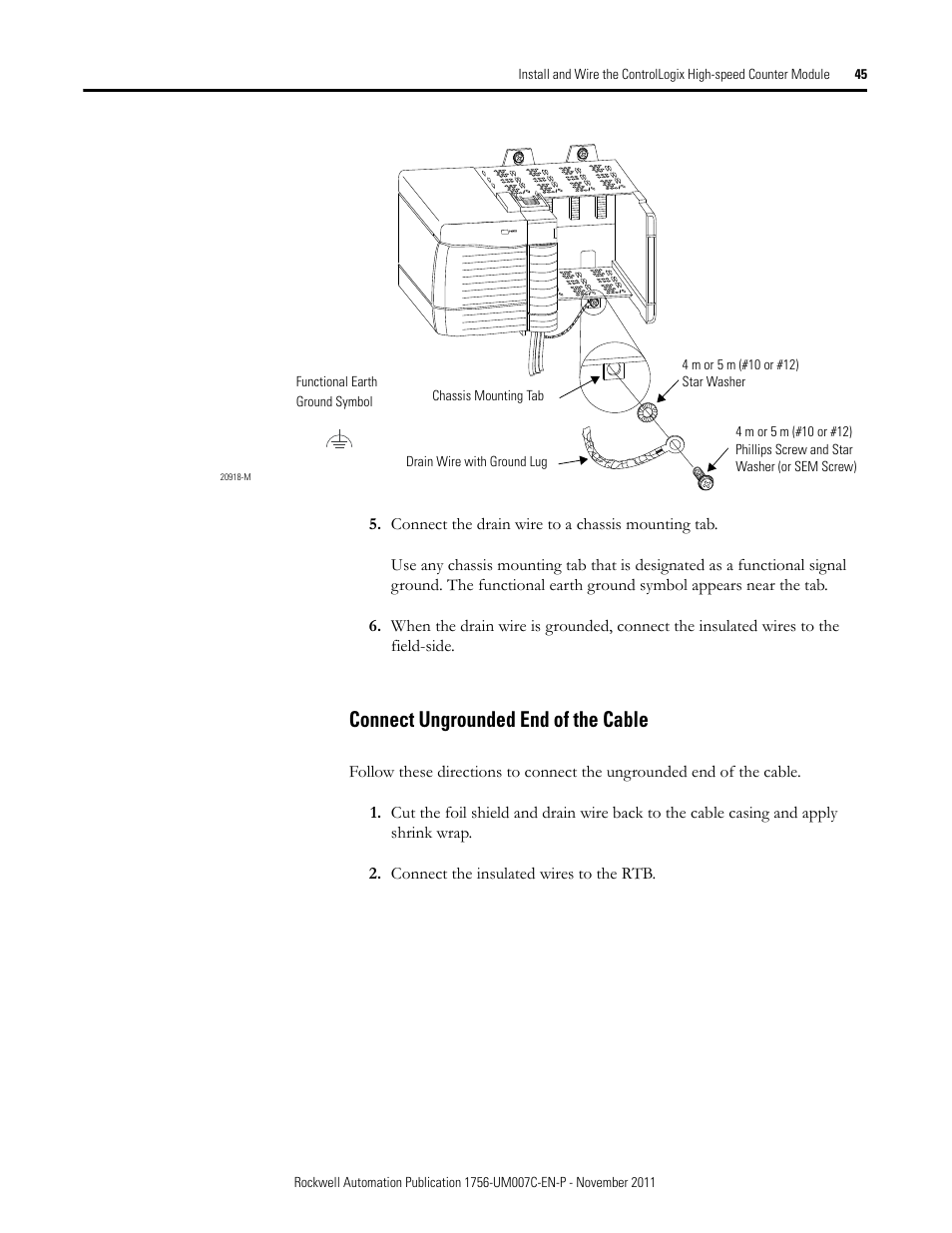 Connect ungrounded end of the cable | Rockwell Automation 1756-HSC ControlLogix High Speed Counter Module User Manual | Page 45 / 128