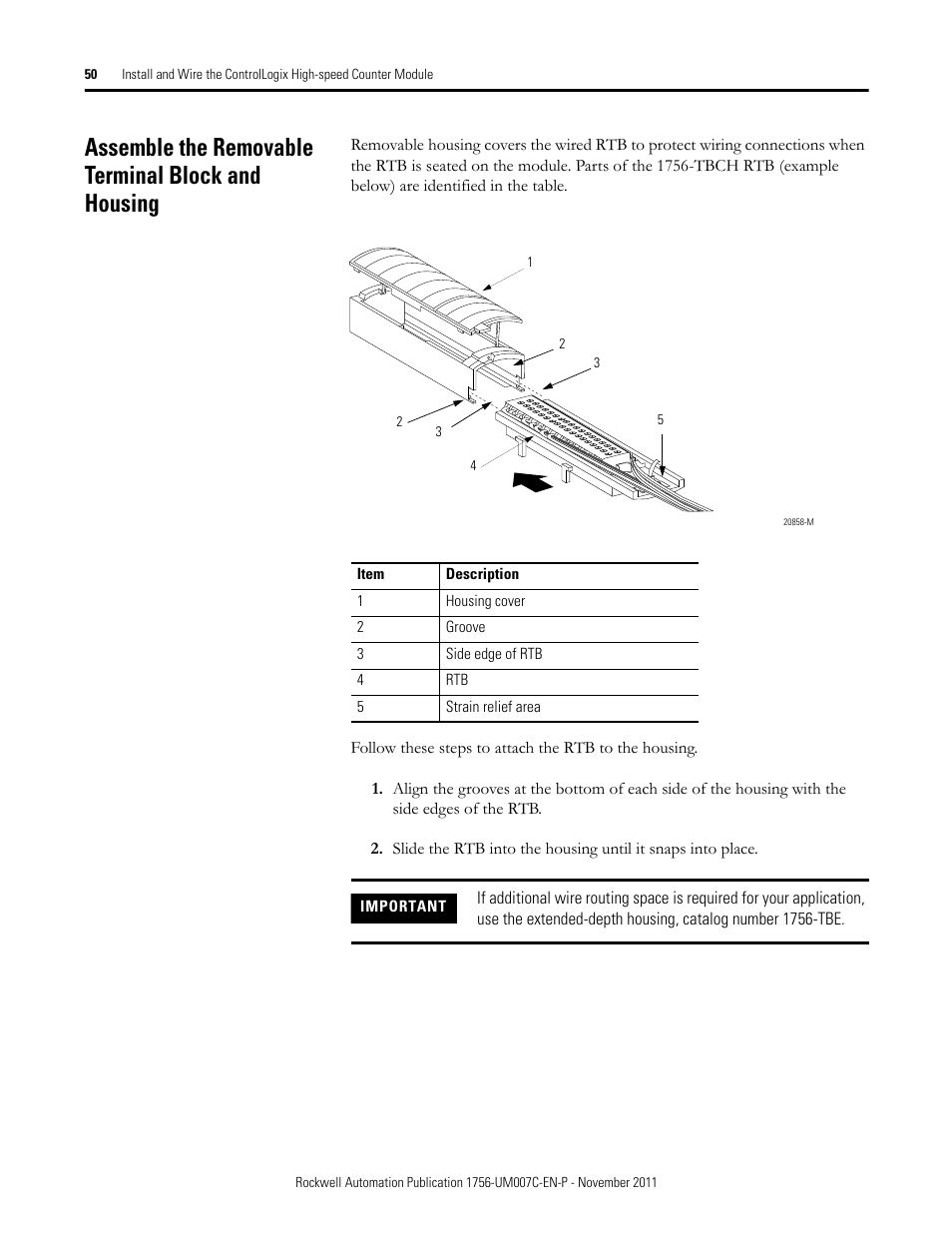 Assemble the removable terminal block and housing | Rockwell Automation 1756-HSC ControlLogix High Speed Counter Module User Manual | Page 50 / 128