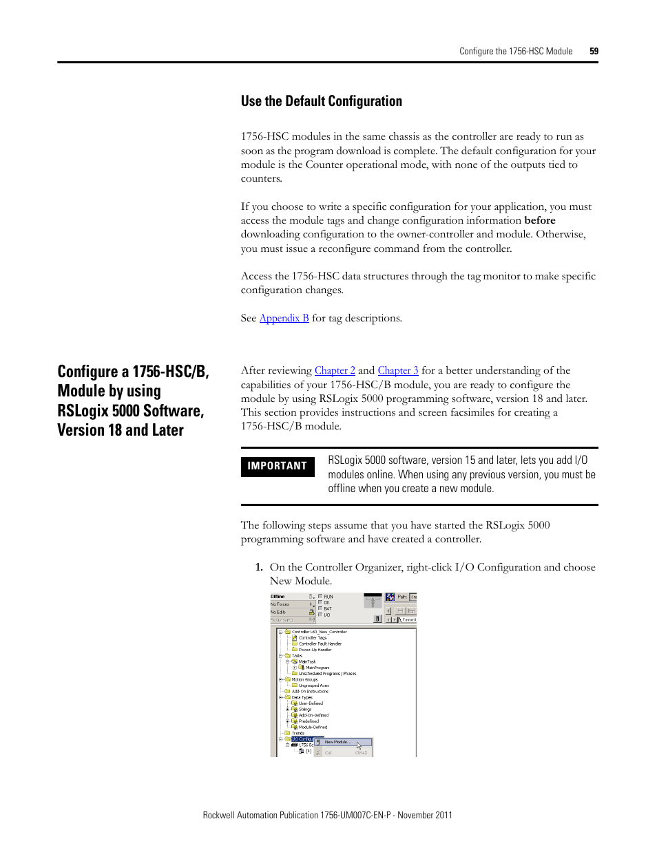 Use the default configuration | Rockwell Automation 1756-HSC ControlLogix High Speed Counter Module User Manual | Page 59 / 128