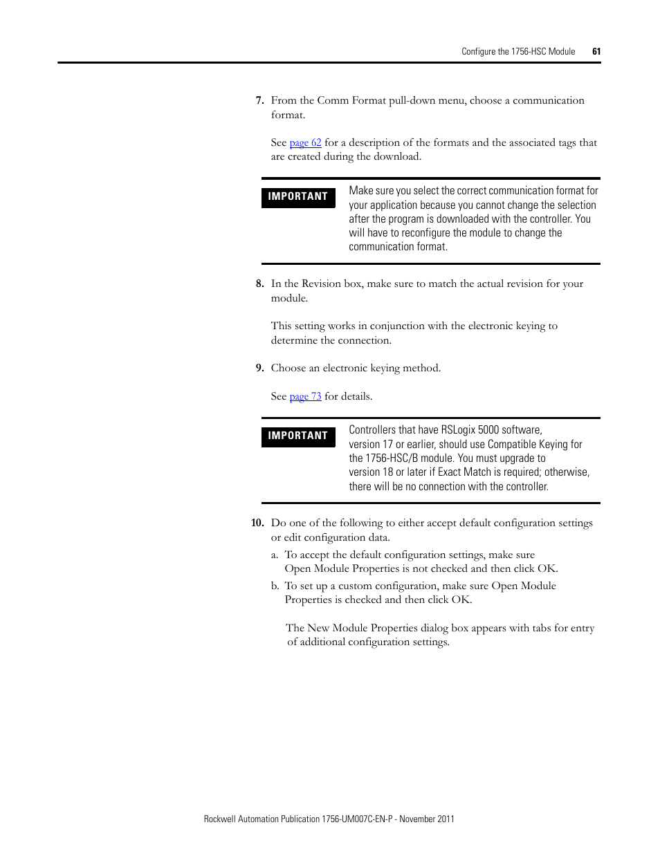 Rockwell Automation 1756-HSC ControlLogix High Speed Counter Module User Manual | Page 61 / 128