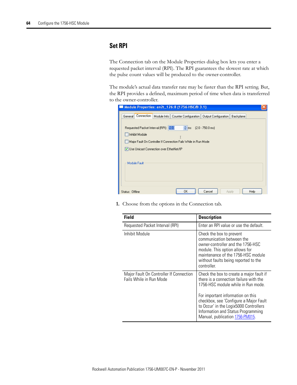 Set rpi | Rockwell Automation 1756-HSC ControlLogix High Speed Counter Module User Manual | Page 64 / 128