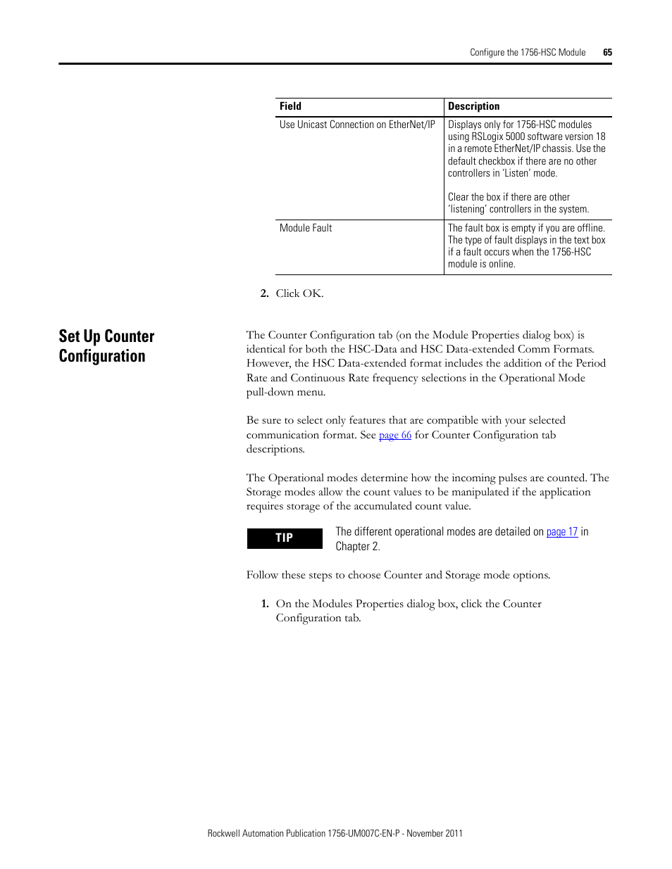Set up counter configuration | Rockwell Automation 1756-HSC ControlLogix High Speed Counter Module User Manual | Page 65 / 128